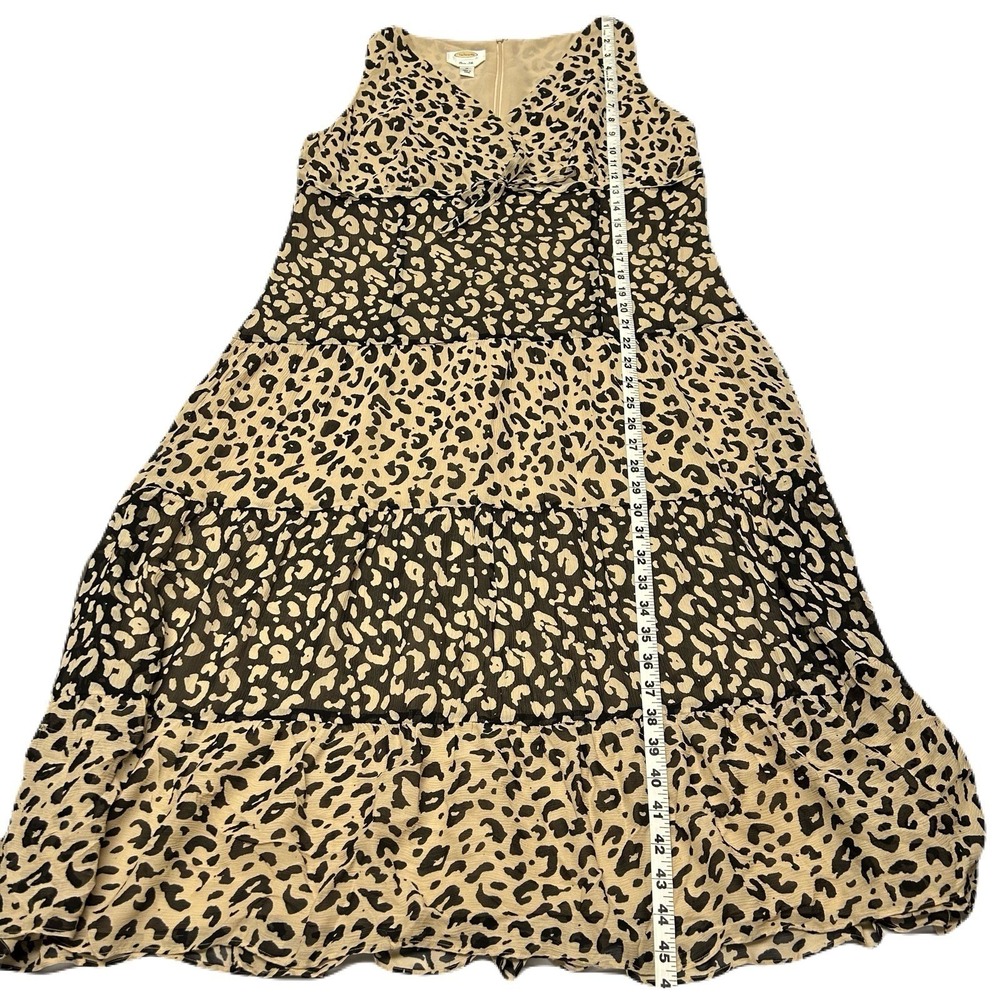 Talbots Womens Babydoll Midi Dress Size 16 Pure Silk Animal Print Tiered Ruffle - Picture 10 of 12